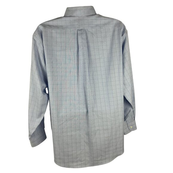 Jos A Bank Travelers Collection Mens Checkered Long Sleeve Shirt Size 16 Blue - Picture 2 of 6
